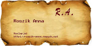 Roszik Anna névjegykártya